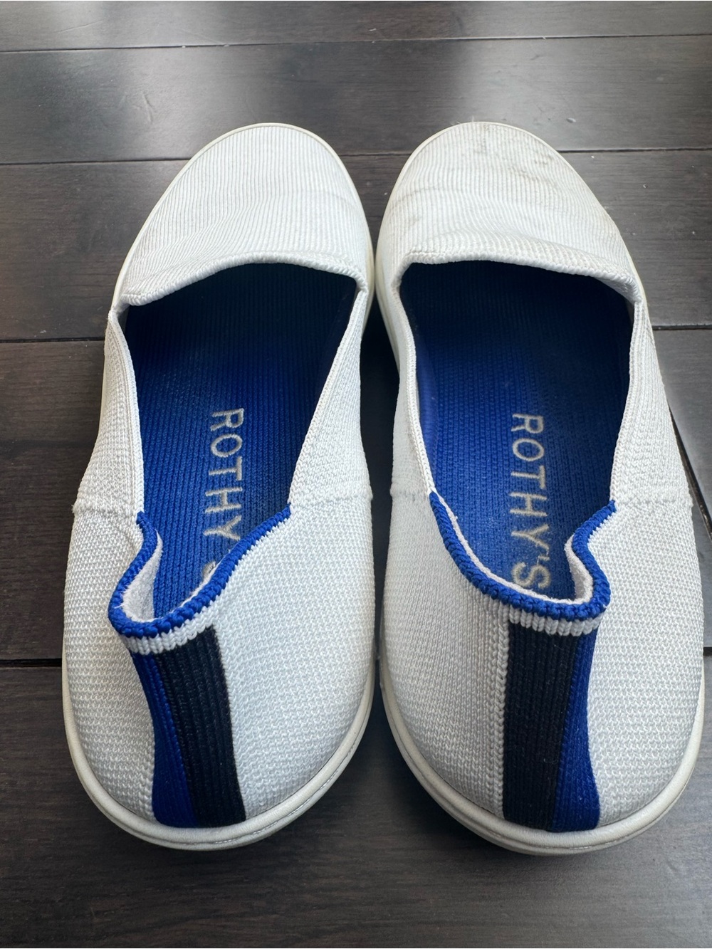 Rothy's White Slip-On Loafers with Blue Interior Trim - Picture 3 of 5